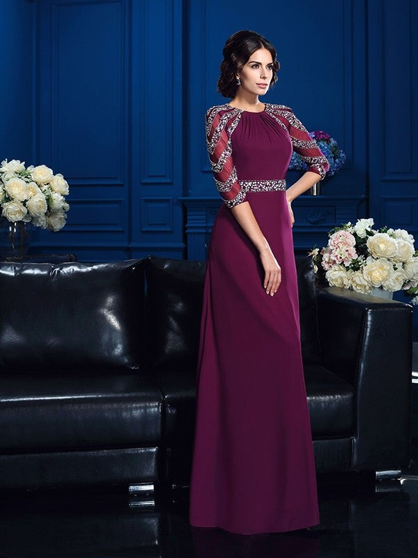 A-Line Chiffon Three-Quarter Sleeve Dress - Chloe Dress