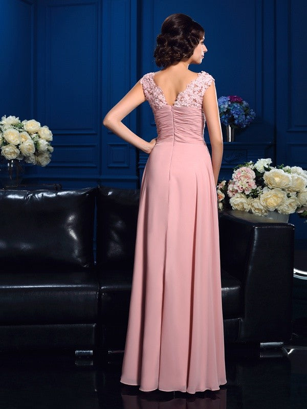 A-Line V-Neck Chiffon Sleeveless Applique Dress - Chloe Dress