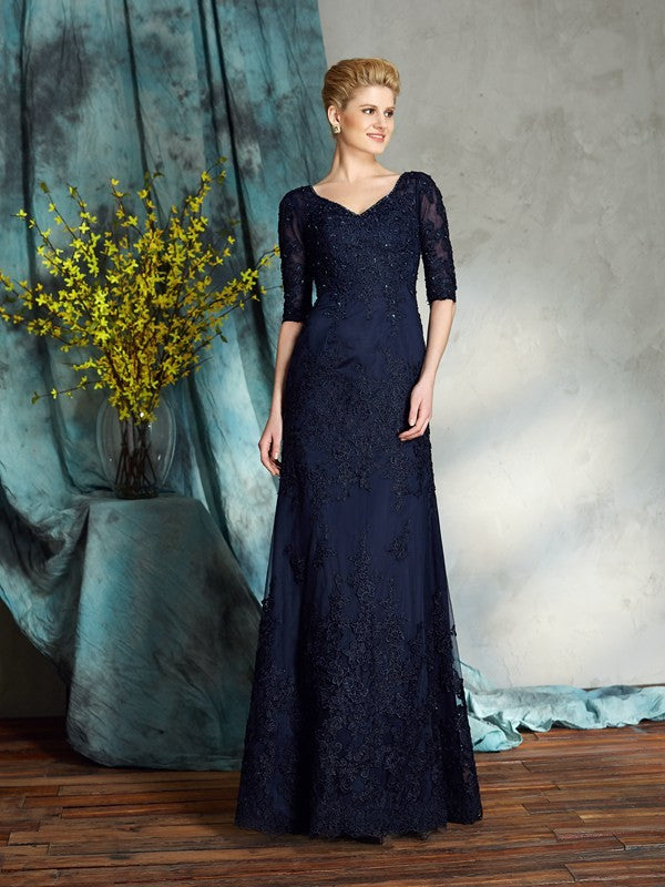 Sheath V-Neck Satin Applique Dress - Chloe Dress