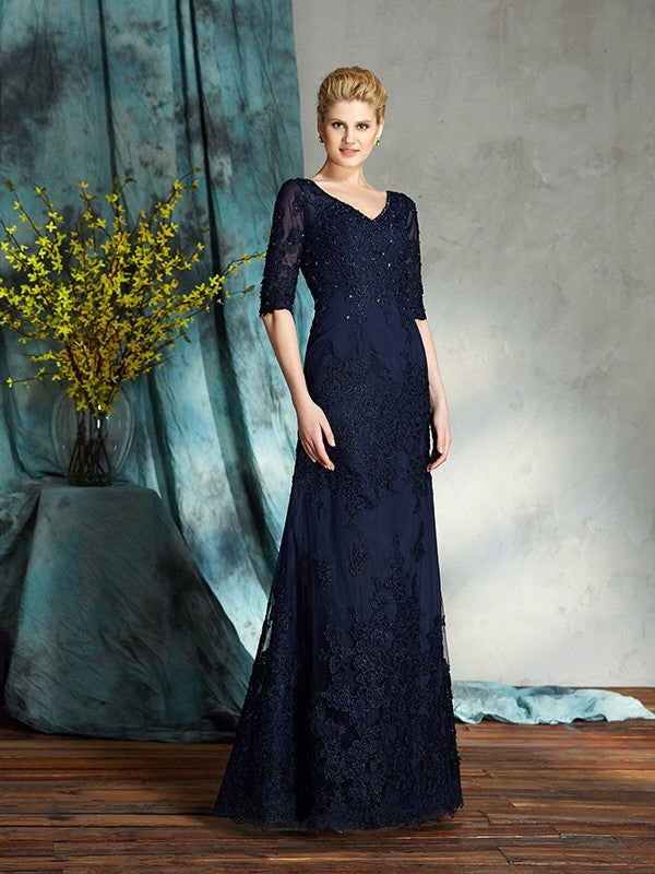 Sheath V-Neck Satin Applique Dress - Chloe Dress