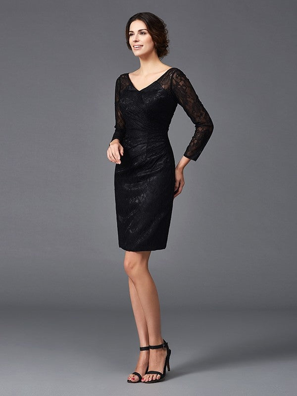 Sheath V-Neck Satin Long Sleeve Mini Dress - Chloe Dress