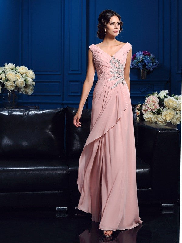 A-Line V-Neck Chiffon Sleeveless Dress - Chloe Dress