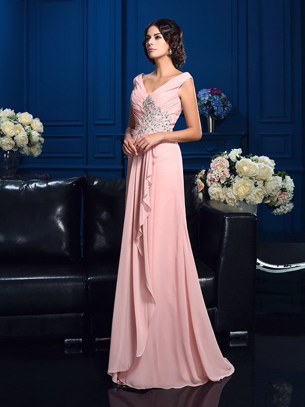 A-Line V-Neck Chiffon Sleeveless Dress - Chloe Dress