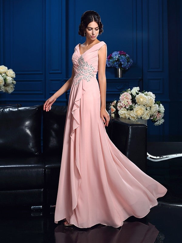 A-Line V-Neck Chiffon Sleeveless Dress - Chloe Dress