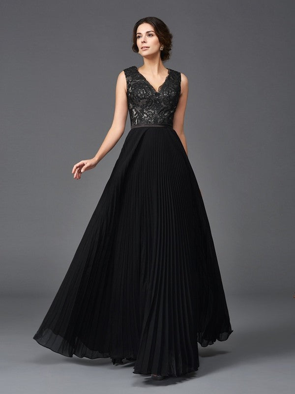 A-Line V-Neck Chiffon Sleeveless Dress - Chloe Dress