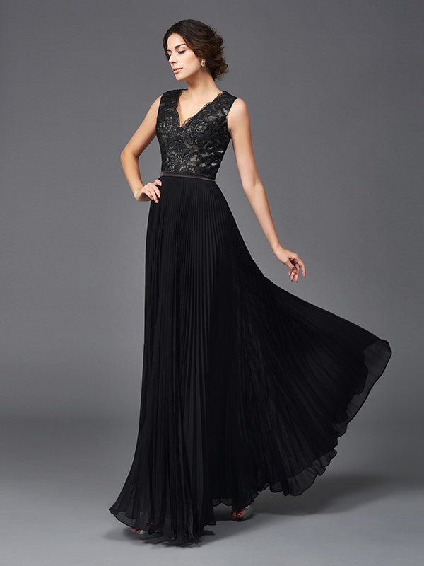 A-Line V-Neck Chiffon Sleeveless Dress - Chloe Dress