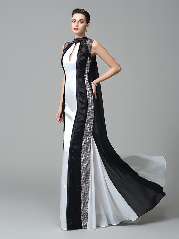 Sheath High Neck Chiffon Sleeveless Pleated Dress - Chloe Dress