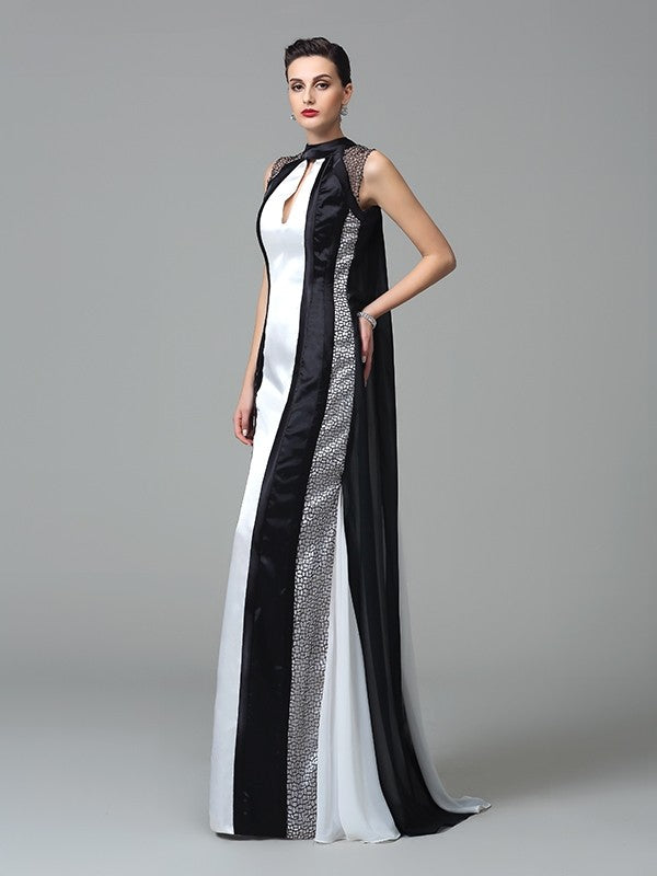 Sheath High Neck Chiffon Sleeveless Pleated Dress - Chloe Dress