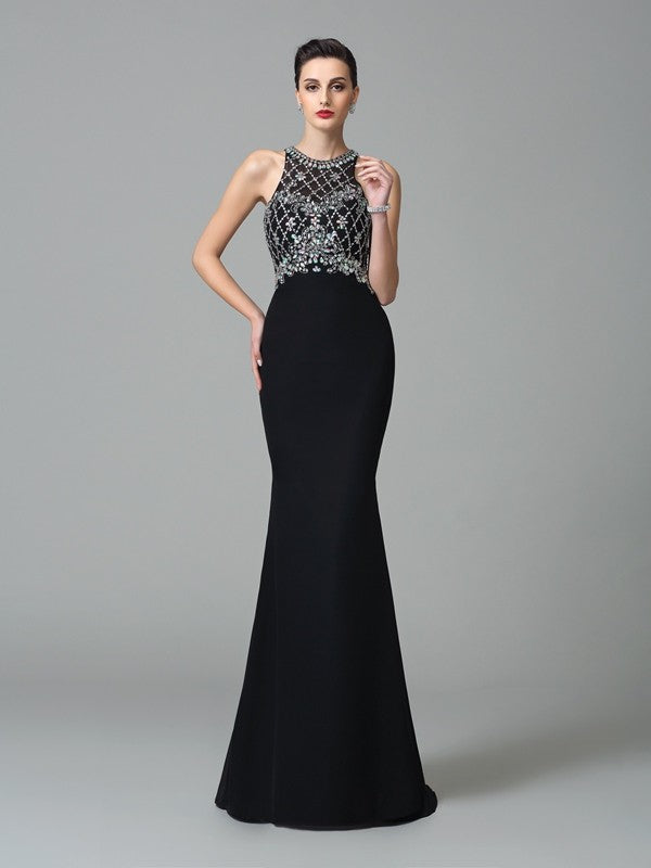 Mermaid Chiffon Sleeveless Rhinestone Dress - Chloe Dress