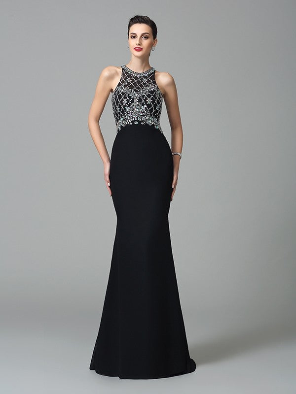 Mermaid Chiffon Sleeveless Rhinestone Dress - Chloe Dress
