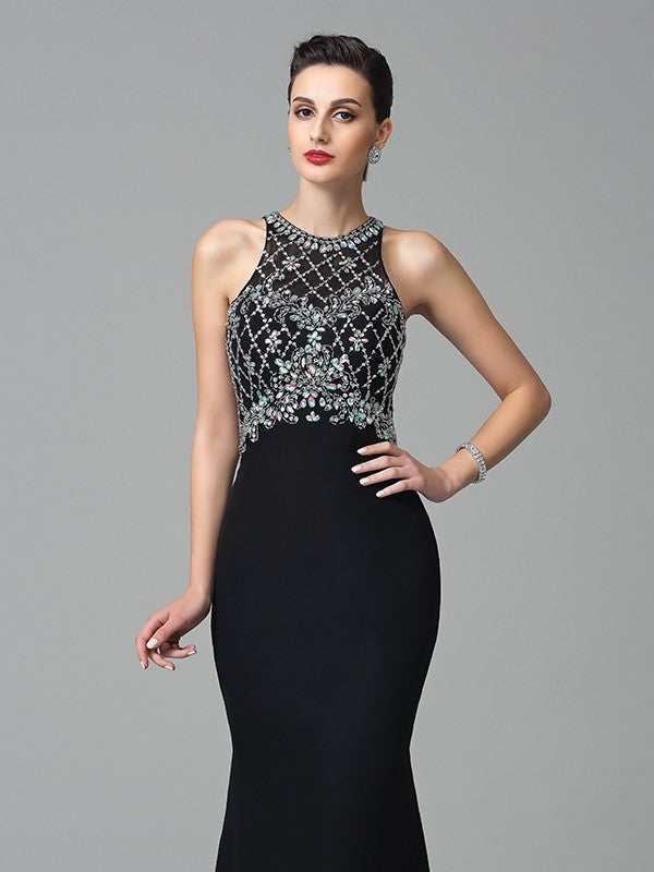 Mermaid Chiffon Sleeveless Rhinestone Dress - Chloe Dress