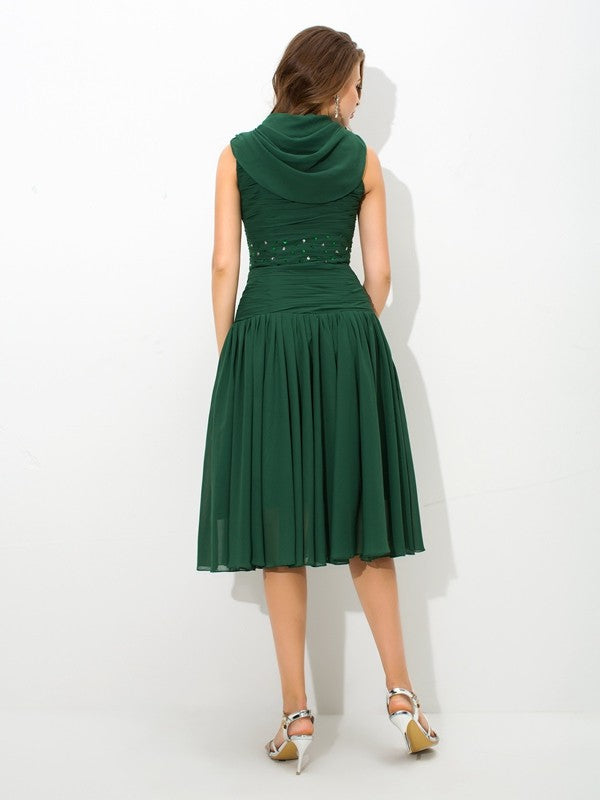 A-Line Chiffon Sleeveless Pleated Mini Dress - Chloe Dress