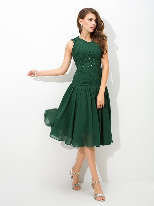 A-Line Chiffon Sleeveless Pleated Mini Dress - Chloe Dress