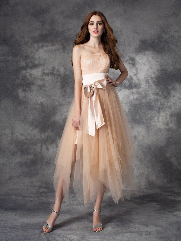 A-Line Strapless Satin Sleeveless Dress - Chloe Dress