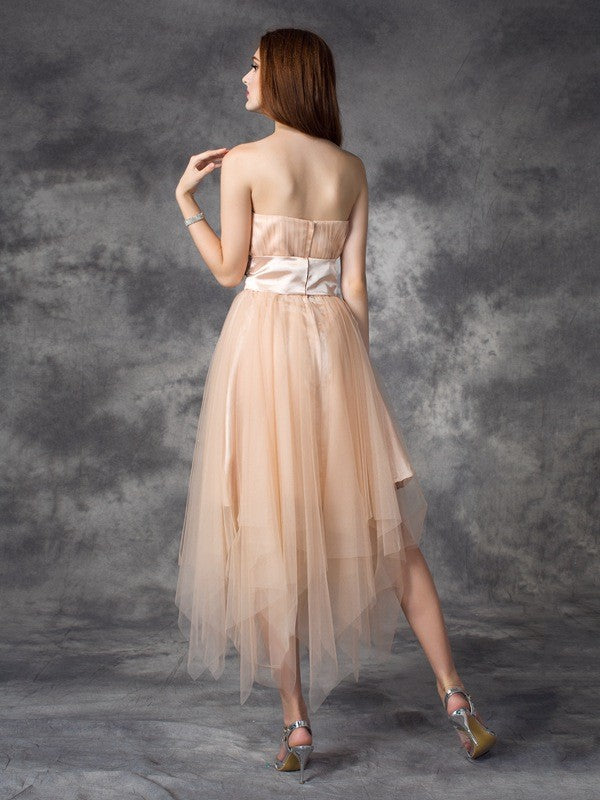 A-Line Strapless Satin Sleeveless Dress - Chloe Dress