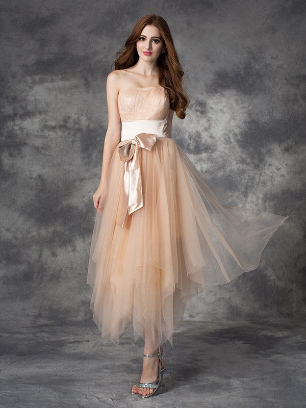 A-Line Strapless Satin Sleeveless Dress - Chloe Dress