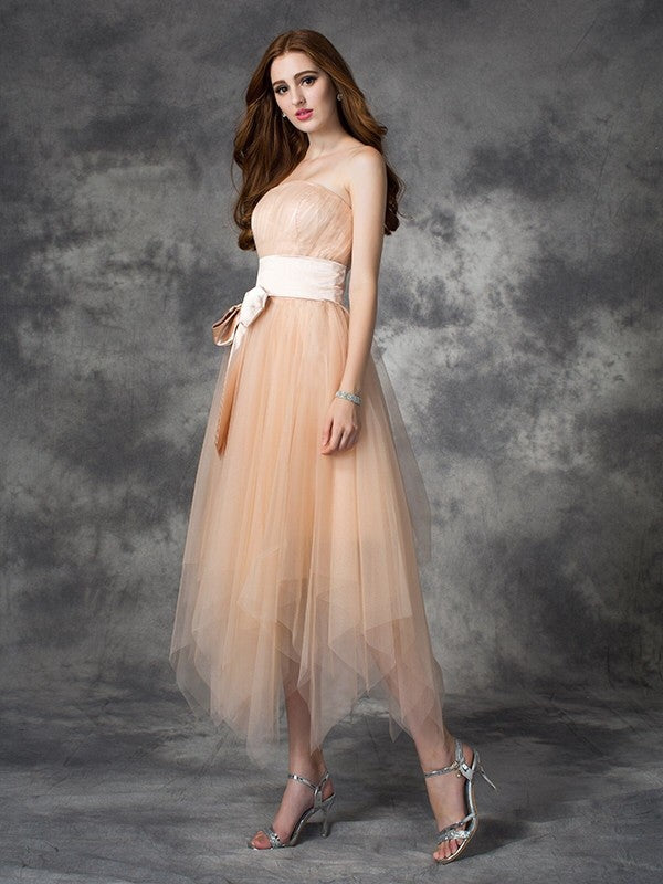 A-Line Strapless Satin Sleeveless Dress - Chloe Dress