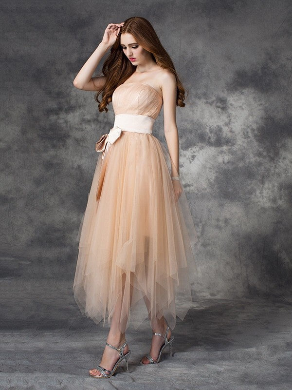 A-Line Strapless Satin Sleeveless Dress - Chloe Dress