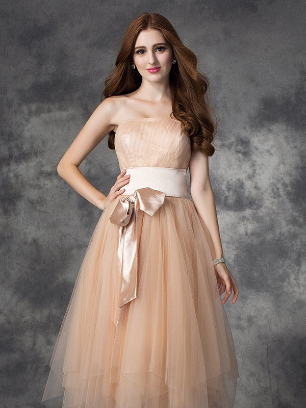 A-Line Strapless Satin Sleeveless Dress - Chloe Dress