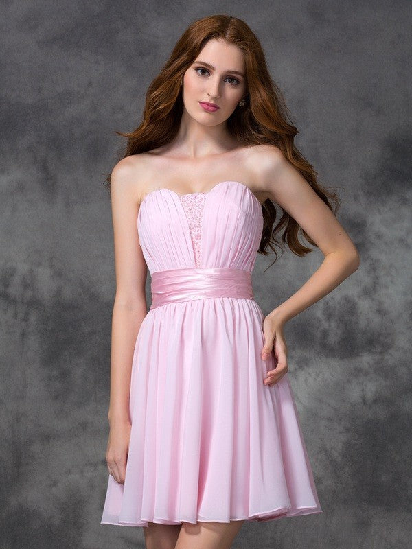 A-Line Sweetheart Chiffon Sleeveless Mini Dress - Chloe Dress