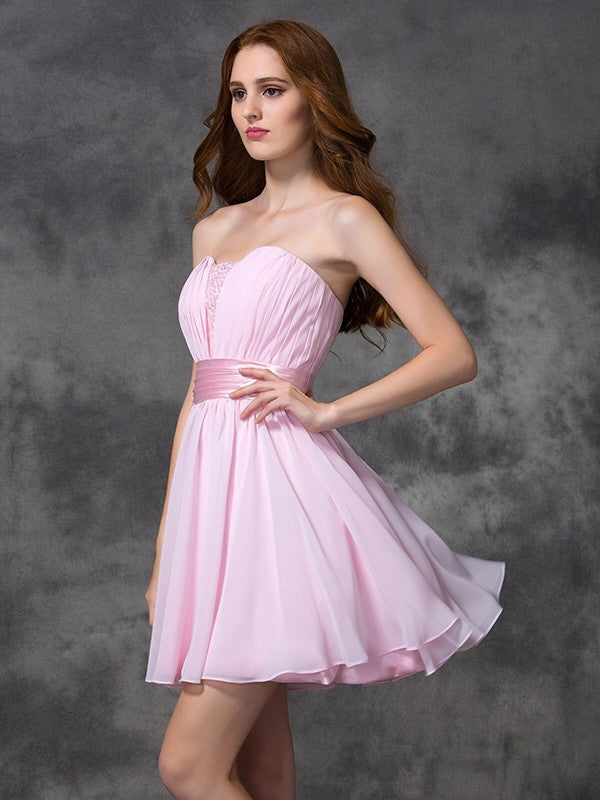 A-Line Sweetheart Chiffon Sleeveless Mini Dress - Chloe Dress