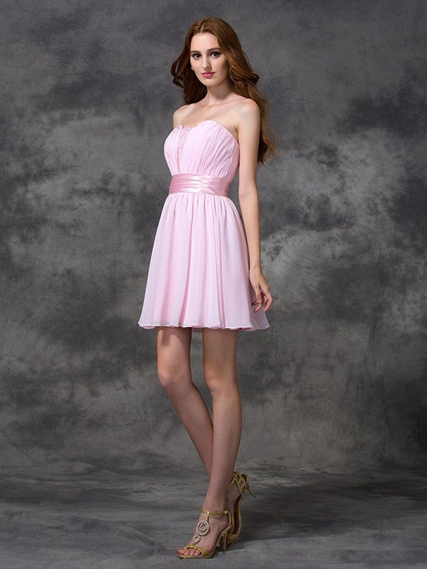 A-Line Sweetheart Chiffon Sleeveless Mini Dress - Chloe Dress