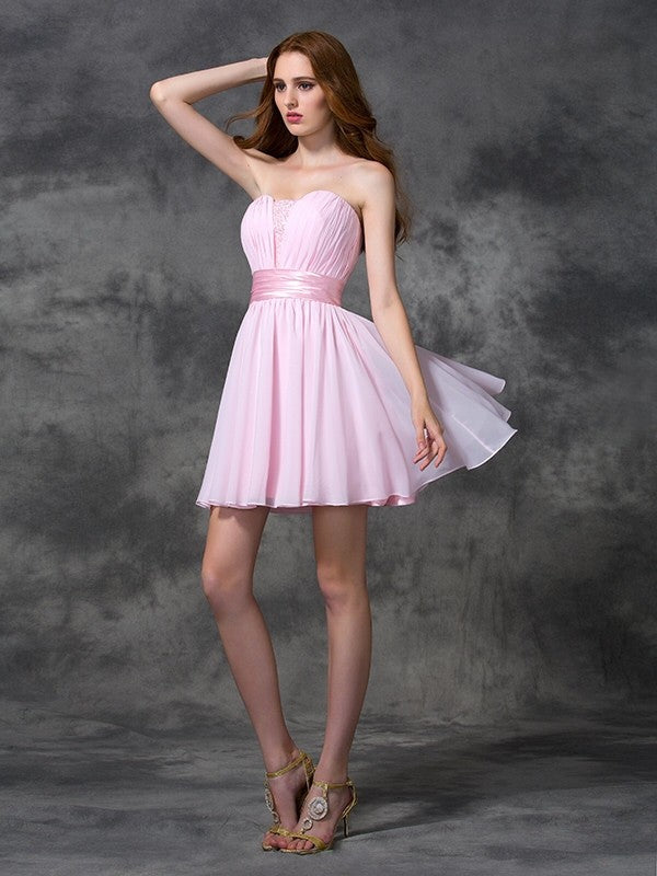 A-Line Sweetheart Chiffon Sleeveless Mini Dress - Chloe Dress