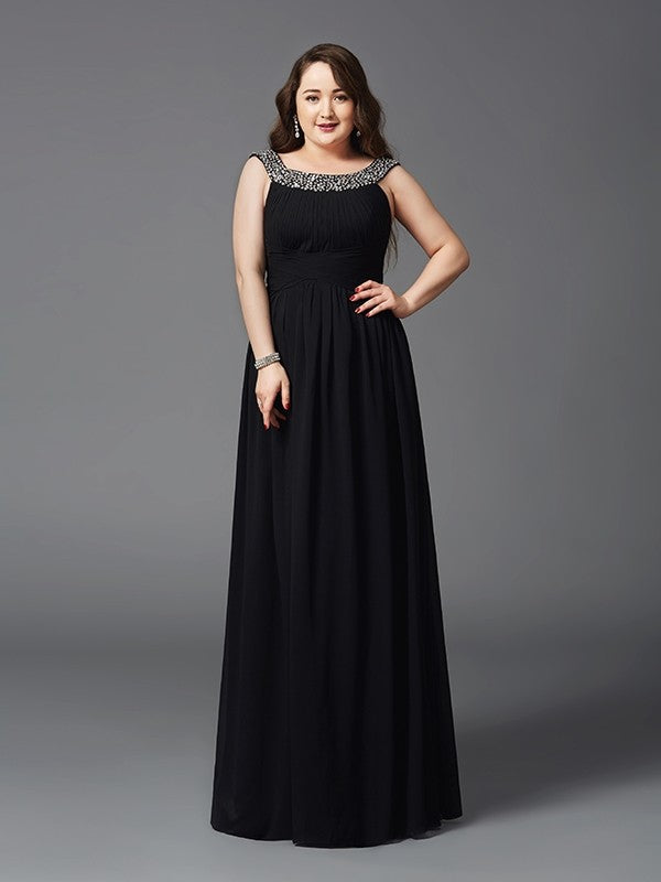 A-Line Chiffon Sleeveless Rhinestone Dress - Chloe Dress