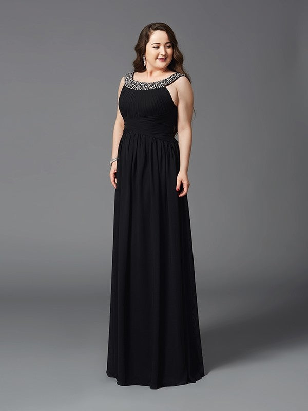 A-Line Chiffon Sleeveless Rhinestone Dress - Chloe Dress