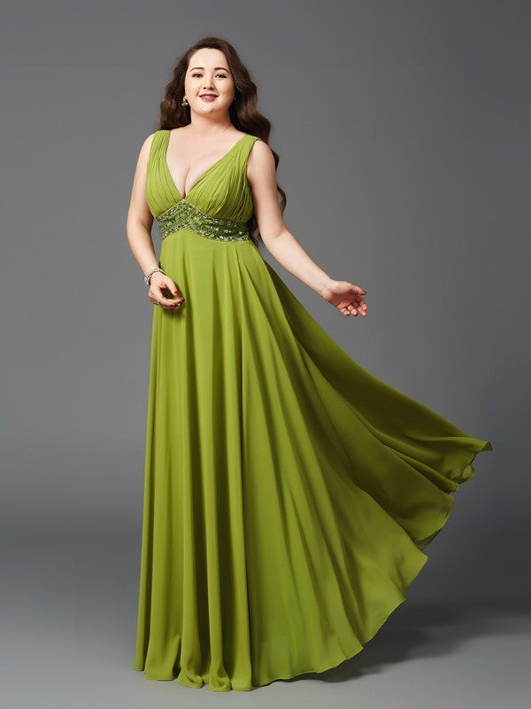 A-Line Chiffon Sleeveless Rhinestone Dress - Chloe Dress