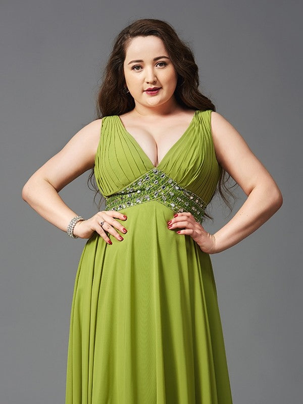 A-Line Chiffon Sleeveless Rhinestone Dress - Chloe Dress