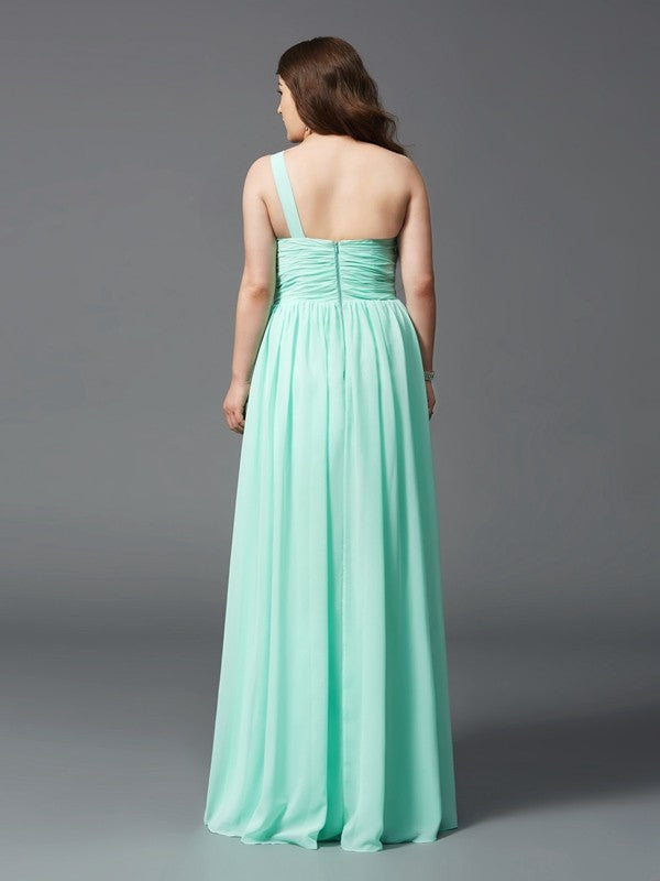A-Line One-Shoulder Chiffon Sleeveless Rhinestone Dress - Chloe Dress
