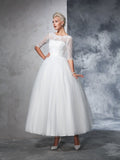 Ball Gown Lace Tea-Length Wedding Gown - Chloe Dress