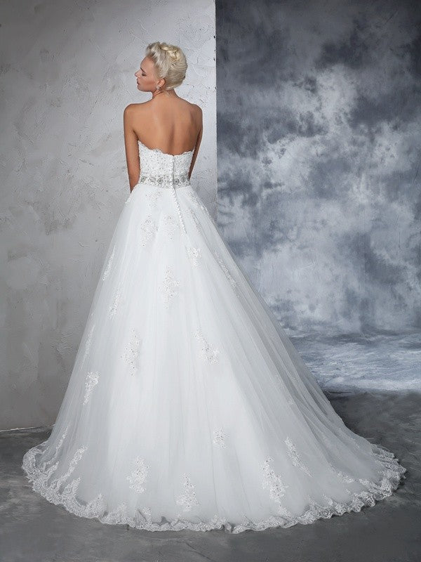 Ball Gown Sweetheart Sleeveless Applique Wedding Gown - Chloe Dress