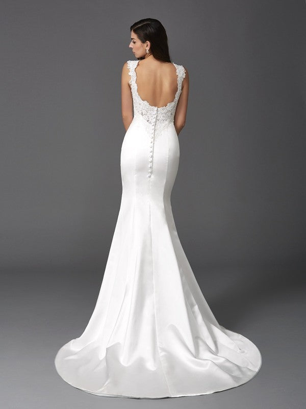 Mermaid Satin Sleeveless Wedding Dress - Chloe Dress