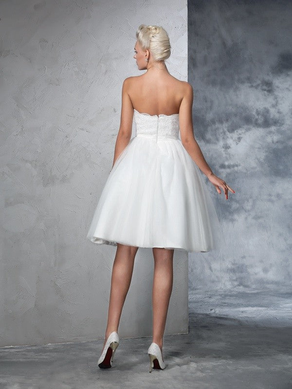 A-Line Sweetheart Sleeveless Mini Wedding Dress - Chloe Dress