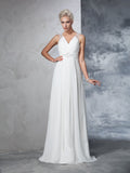 A-Line V-Neck Chiffon Sleeveless Wedding Dress - Chloe Dress