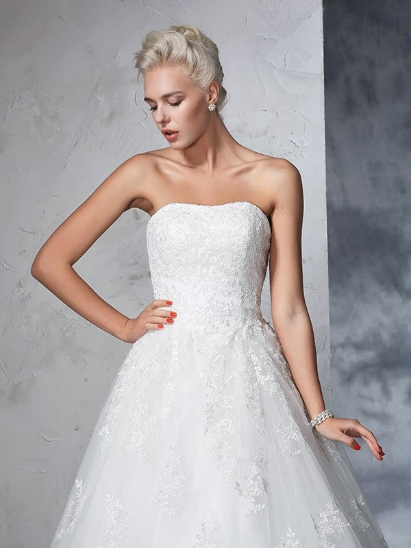 Ball Gown Strapless Lace Sleeveless Wedding Gown - Chloe Dress