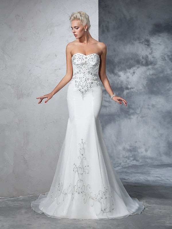 Mermaid Sweetheart Satin Sleeveless Wedding Dress - Chloe Dress