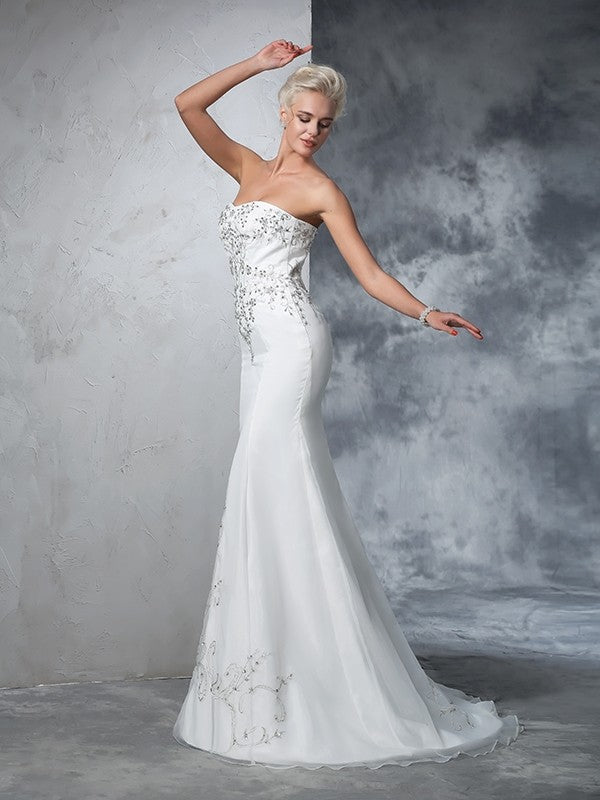 Mermaid Sweetheart Satin Sleeveless Wedding Dress - Chloe Dress