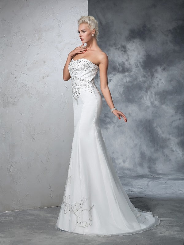 Mermaid Sweetheart Satin Sleeveless Wedding Dress - Chloe Dress