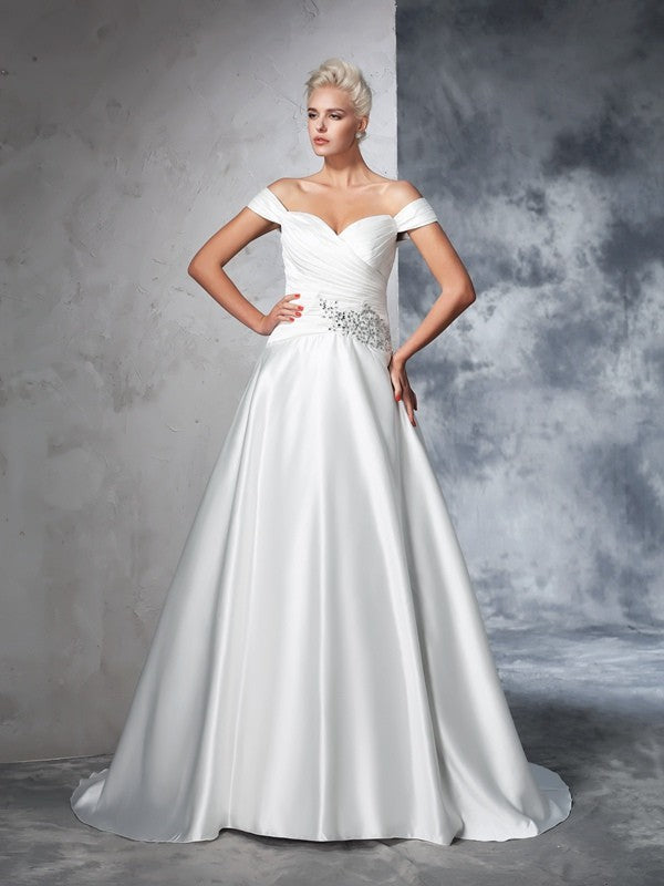 Ball Gown Satin Sleeveless Wedding Gown - Chloe Dress
