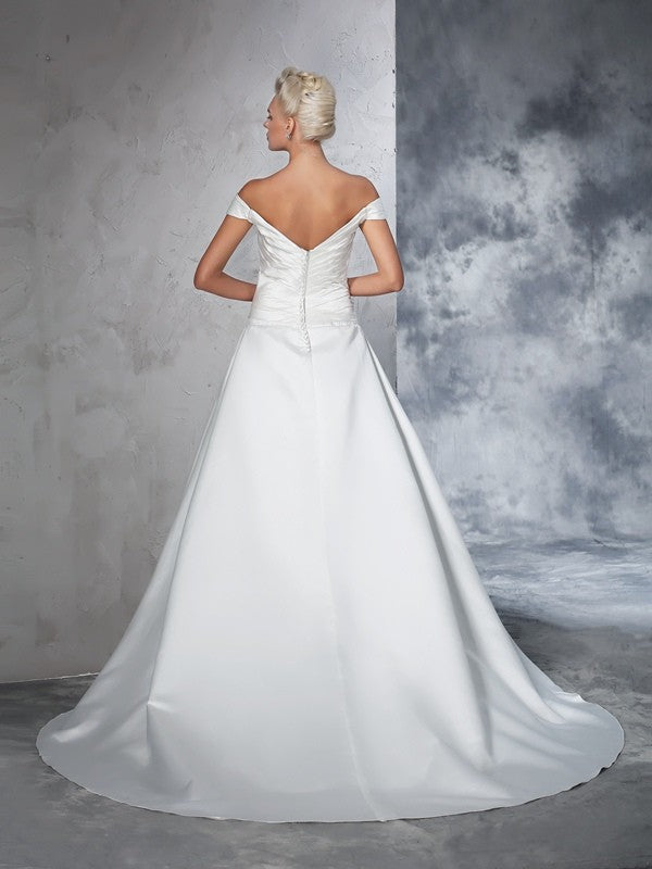 Ball Gown Satin Sleeveless Wedding Gown - Chloe Dress