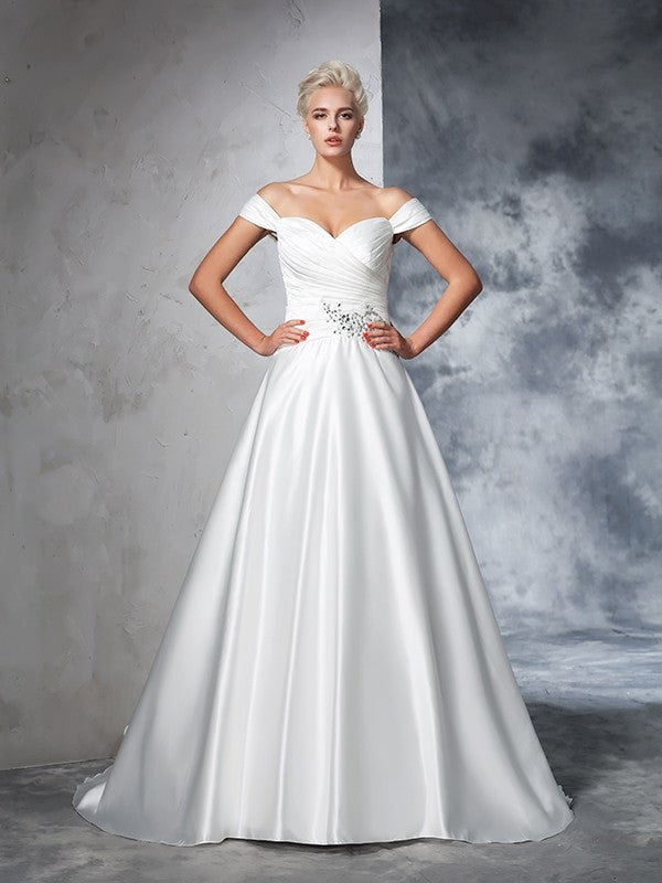 Ball Gown Satin Sleeveless Wedding Gown - Chloe Dress