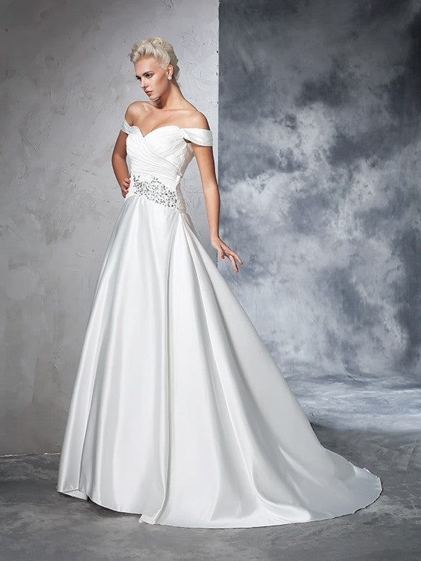 Ball Gown Satin Sleeveless Wedding Gown - Chloe Dress