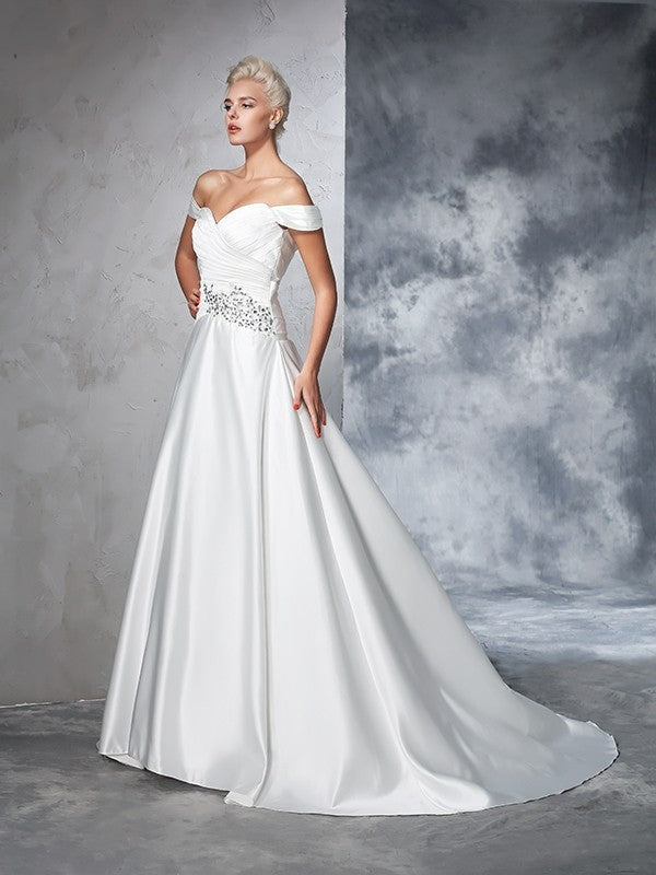 Ball Gown Satin Sleeveless Wedding Gown - Chloe Dress