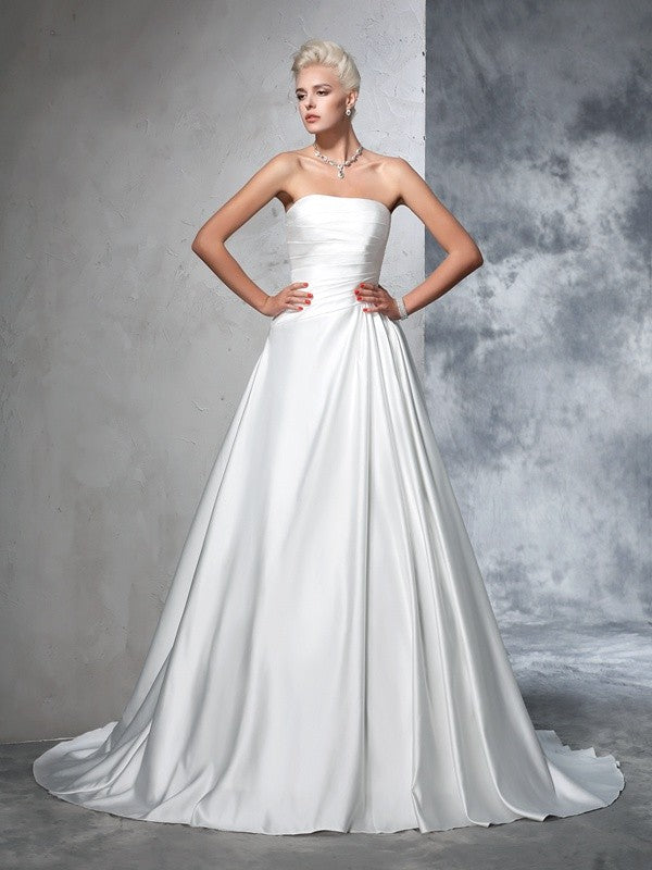 Ball Gown Strapless Satin Sleeveless Wedding Gown - Chloe Dress