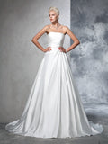Ball Gown Strapless Satin Sleeveless Wedding Gown - Chloe Dress