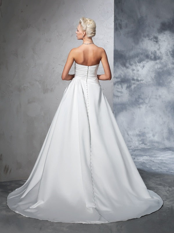 Ball Gown Strapless Satin Sleeveless Wedding Gown - Chloe Dress