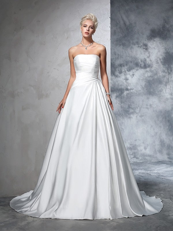 Ball Gown Strapless Satin Sleeveless Wedding Gown - Chloe Dress